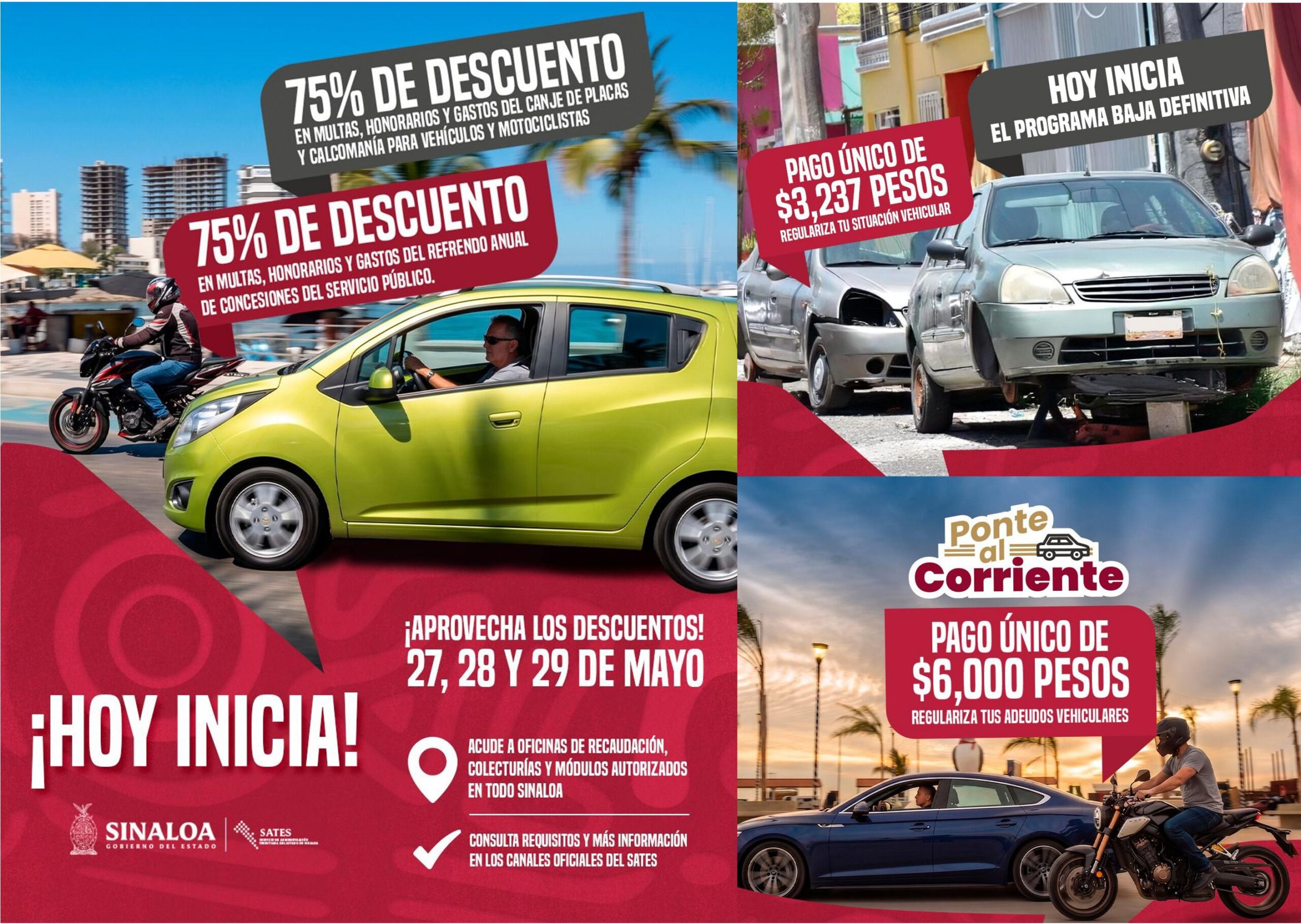 Hoy inician descuentos y programas de regularización vehicular del SATES